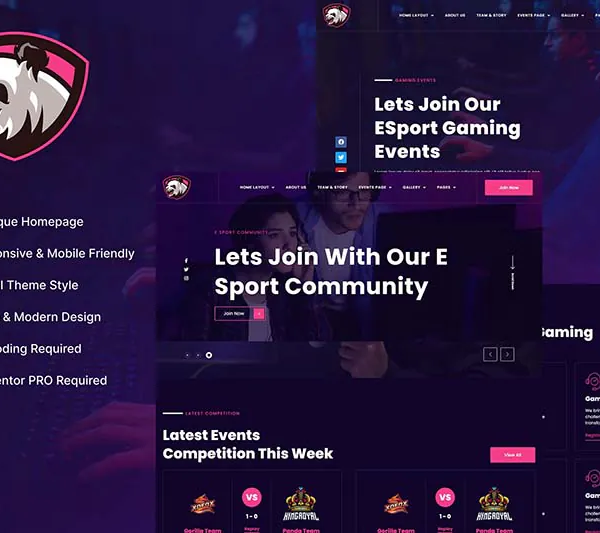 Junio - Elementor Template Suite for Gaming Events and Game Hosts